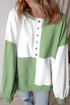 Relaxed Button Front Panel Design Pullover Sweatshirt