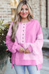 Relaxed Button Front Panel Design Pullover Sweatshirt