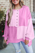 Relaxed Button Front Panel Design Pullover Sweatshirt