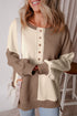 Relaxed Button Front Panel Design Pullover Sweatshirt