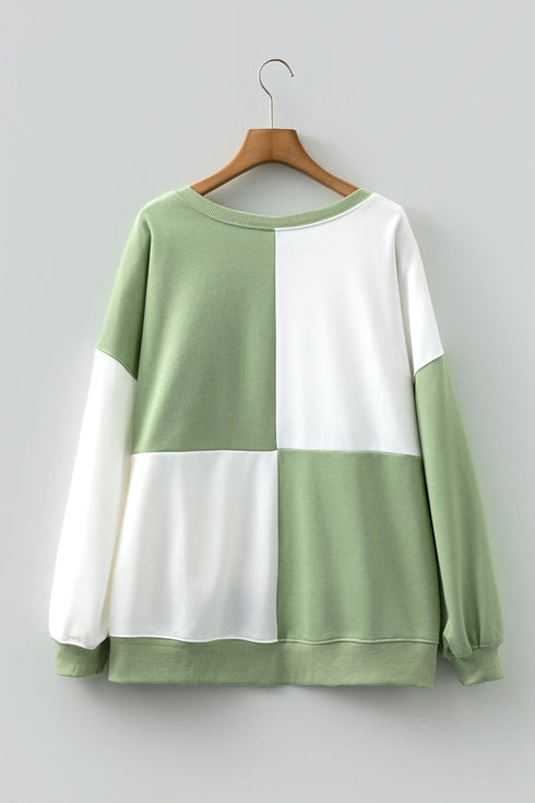 Relaxed Button Front Panel Design Pullover Sweatshirt