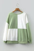 Relaxed Button Front Panel Design Pullover Sweatshirt