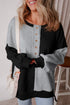 Relaxed Button Front Panel Design Pullover Sweatshirt