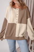 Relaxed Button Front Panel Design Pullover Sweatshirt