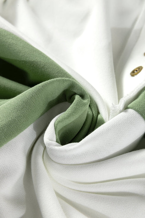 Relaxed Button Front Panel Design Pullover Sweatshirt