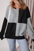 Relaxed Button Front Panel Design Pullover Sweatshirt