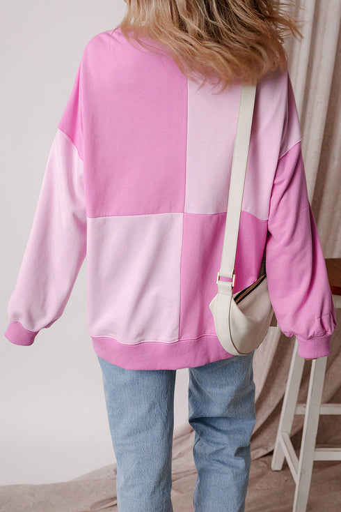 Relaxed Button Front Panel Design Pullover Sweatshirt