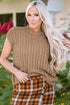 Relaxed Cable Knit Crew Neck Short Sleeve Sweater
