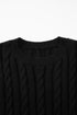 Relaxed Cable Knit Crew Neck Short Sleeve Sweater