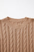 Relaxed Cable Knit Crew Neck Short Sleeve Sweater