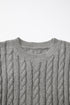 Relaxed Cable Knit Crew Neck Short Sleeve Sweater