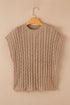 Relaxed Cable Knit Crew Neck Short Sleeve Sweater