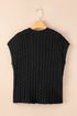 Relaxed Cable Knit Crew Neck Short Sleeve Sweater