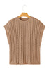 Relaxed Cable Knit Crew Neck Short Sleeve Sweater