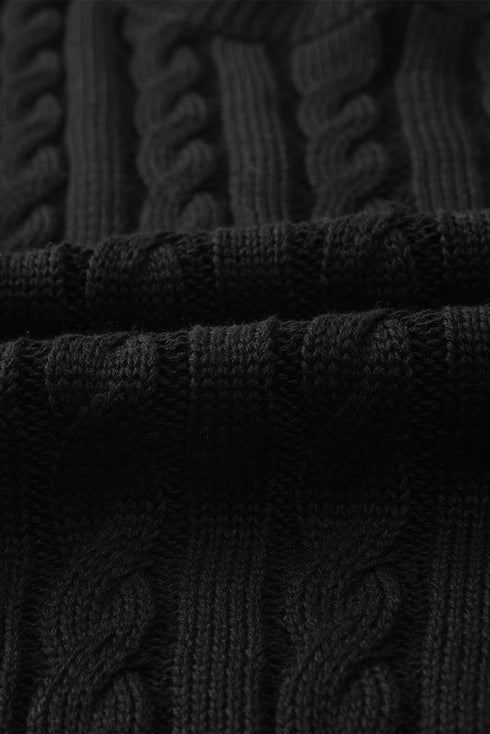 Relaxed Cable Knit Crew Neck Short Sleeve Sweater