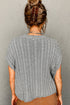Relaxed Cable Knit Crew Neck Short Sleeve Sweater