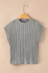 Relaxed Cable Knit Crew Neck Short Sleeve Sweater
