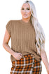 Relaxed Cable Knit Crew Neck Short Sleeve Sweater
