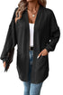 Relaxed Cable Knit Open Front Pocketed Cardigan