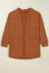 Relaxed Cable Knit Open Front Pocketed Cardigan