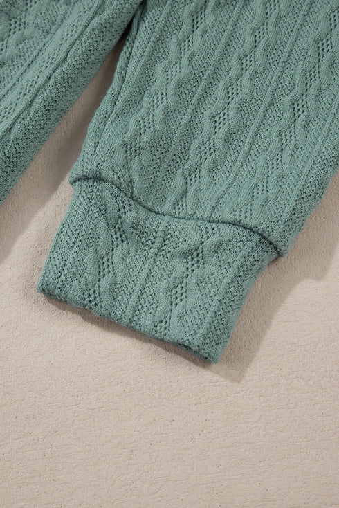 Relaxed Cable Knit Open Front Pocketed Cardigan