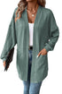 Relaxed Cable Knit Open Front Pocketed Cardigan