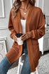 Relaxed Cable Knit Open Front Pocketed Cardigan