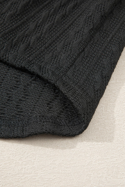 Relaxed Cable Knit Open Front Pocketed Cardigan