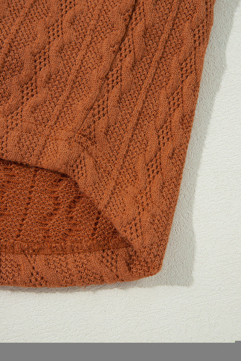 Relaxed Cable Knit Open Front Pocketed Cardigan