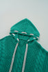 Relaxed Cable Knit V Neck Drawstring Hooded Sweater