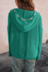 Relaxed Cable Knit V Neck Drawstring Hooded Sweater