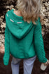 Relaxed Cable Knit V Neck Drawstring Hooded Sweater