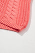Relaxed Cable Knit V Neck Drawstring Hooded Sweater