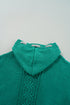 Relaxed Cable Knit V Neck Drawstring Hooded Sweater