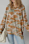 Relaxed Camouflage Print Drop Shoulder Long Sleeve Tunic Top