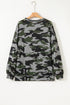 Relaxed Camouflage Print Drop Shoulder Long Sleeve Tunic Top