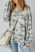 Relaxed Camouflage Print Drop Shoulder Long Sleeve Tunic Top