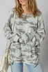 Relaxed Camouflage Print Drop Shoulder Long Sleeve Tunic Top