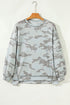 Relaxed Camouflage Print Drop Shoulder Long Sleeve Tunic Top