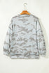 Relaxed Camouflage Print Drop Shoulder Long Sleeve Tunic Top