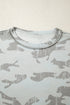 Relaxed Camouflage Print Drop Shoulder Long Sleeve Tunic Top