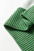 Relaxed Checkerboard Print Henley Collared Knit Sweater