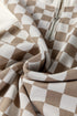 Relaxed Checkerboard Print Quarter Zip Pullover Sweatshirt