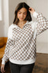 Relaxed Checkerboard Print Quarter Zip Pullover Sweatshirt