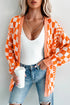 Relaxed Checkered Print Open Front Knit Cardigan