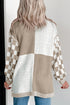 Relaxed Checkered Print Open Front Knit Cardigan