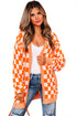 Relaxed Checkered Print Open Front Knit Cardigan