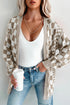 Relaxed Checkered Print Open Front Knit Cardigan