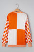 Relaxed Checkered Print Open Front Knit Cardigan