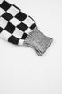Relaxed Checkered Print Open Front Knit Cardigan